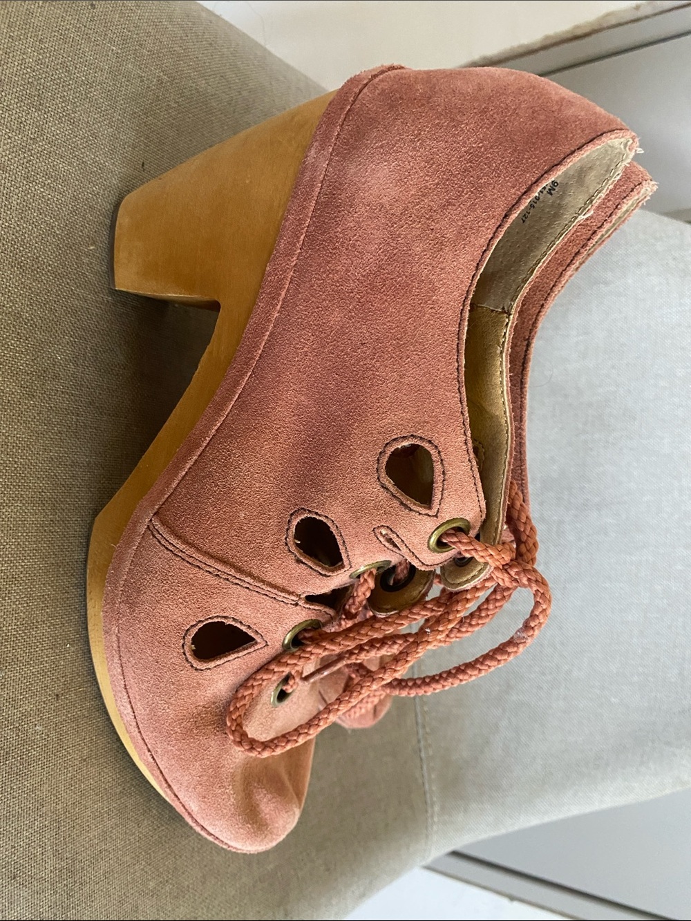Latigo Dusty Rose Suede Lace-Up Platform Heels- 9